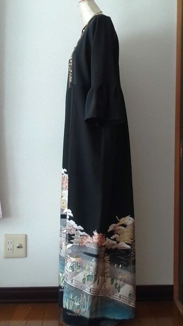 ゆみこ 着物リメイクワンピース 留袖ドレス 京大橋 落款あり作家物