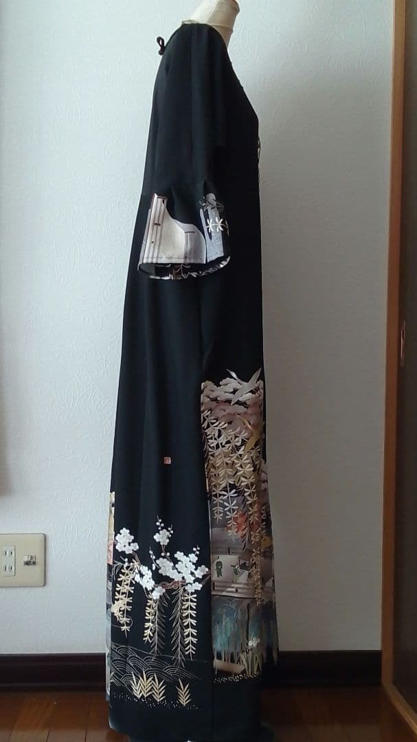 ゆみこ 着物リメイクワンピース 留袖ドレス 京大橋 落款あり作家物