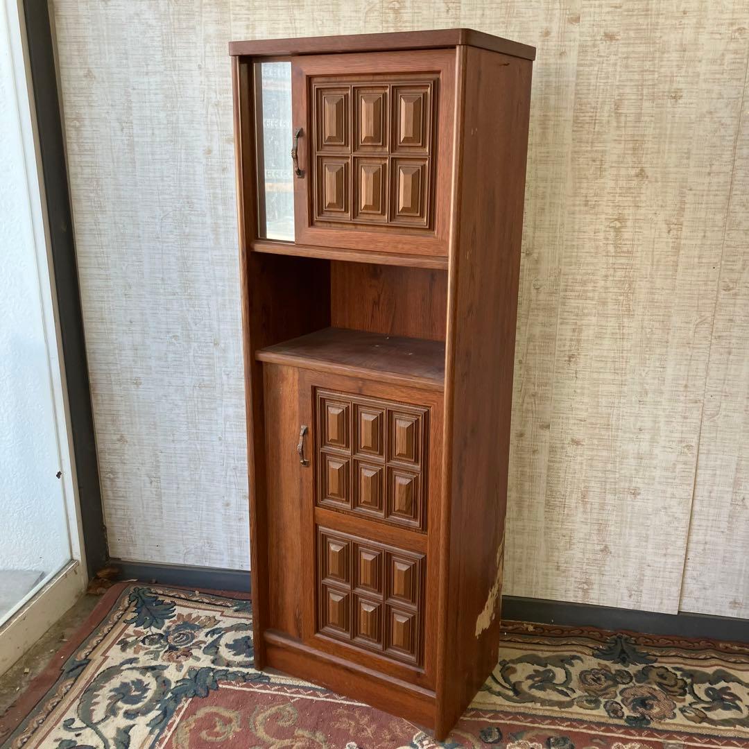 昭和レトロ 窓枠型扉 木製下駄箱 シューズラック サイドボード 古家具ビンテージ