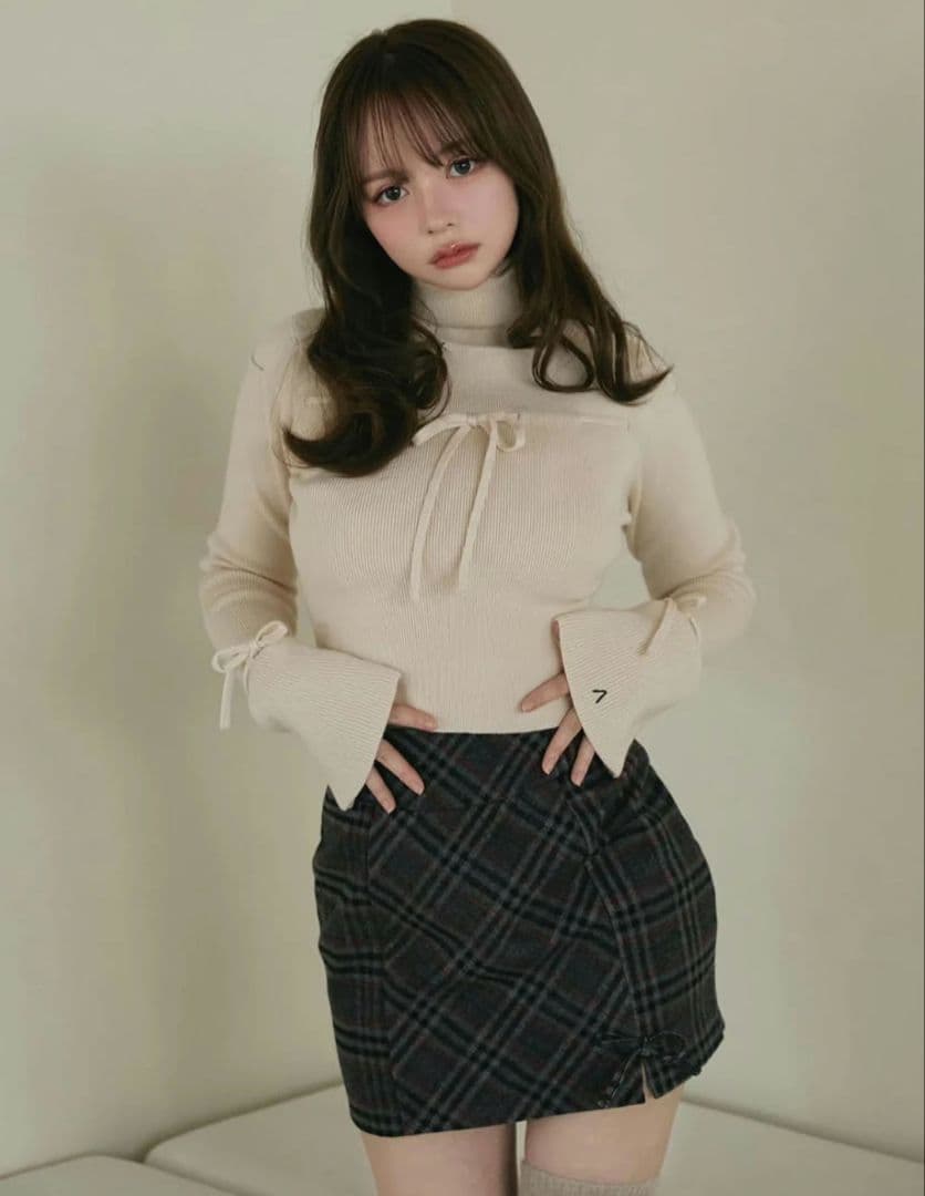 スカート andmary Monica check mini skirt gray S