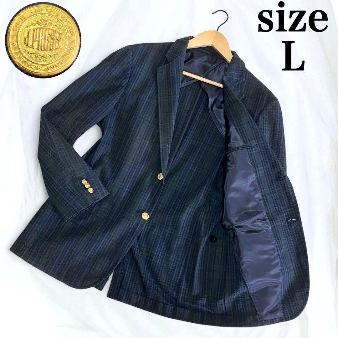 ジェイプレス テーラードジャケット シアサッカー 記念モデル 金ボタン L