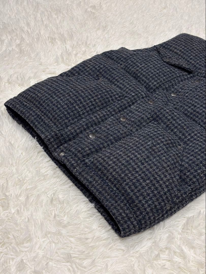 ナナミカ別注　ノースフェイス×ハリスツイード ダウンベスト M 千鳥格子柄