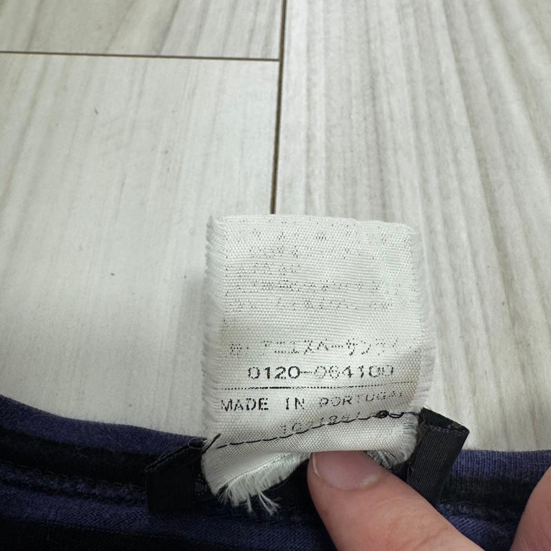 アニエスベーオム ロゴピスネーム Vネック ボーダーカットソー 3 ポルトガル製