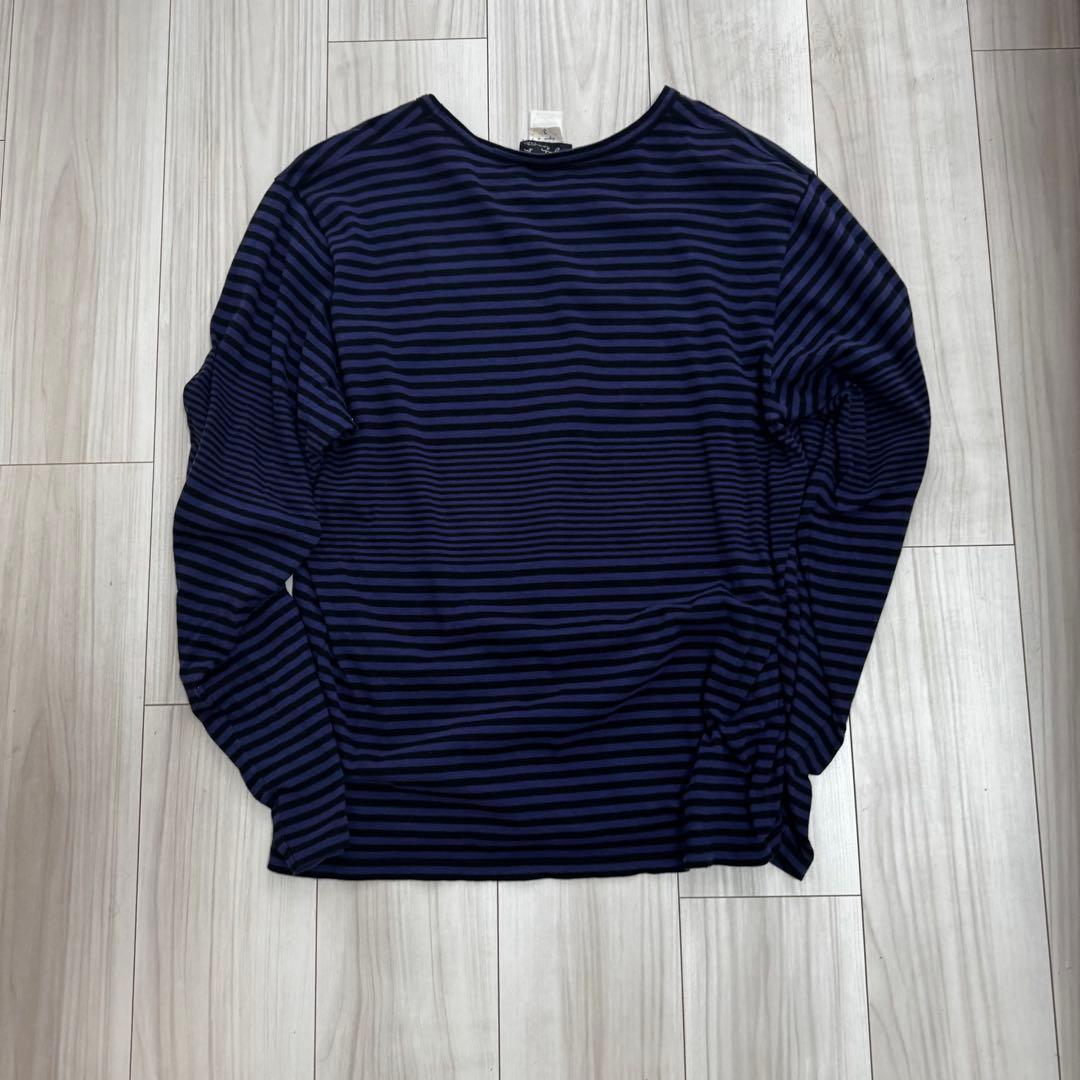 アニエスベーオム ロゴピスネーム Vネック ボーダーカットソー 3 ポルトガル製