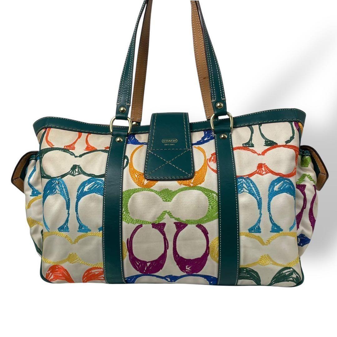 良品 4876 COACH コーチ トートバッグ シグネチャー レザー y2k