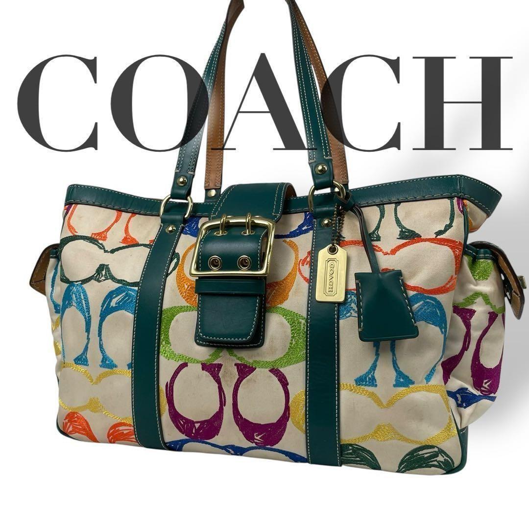 良品 4876 COACH コーチ トートバッグ シグネチャー レザー y2k
