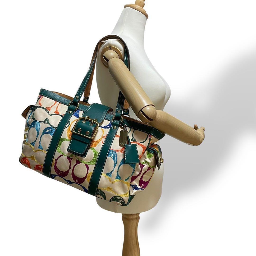 良品 4876 COACH コーチ トートバッグ シグネチャー レザー y2k