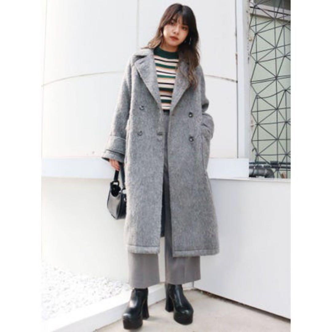 MURUA（ムルーア）シャギーオーバーコート グレー