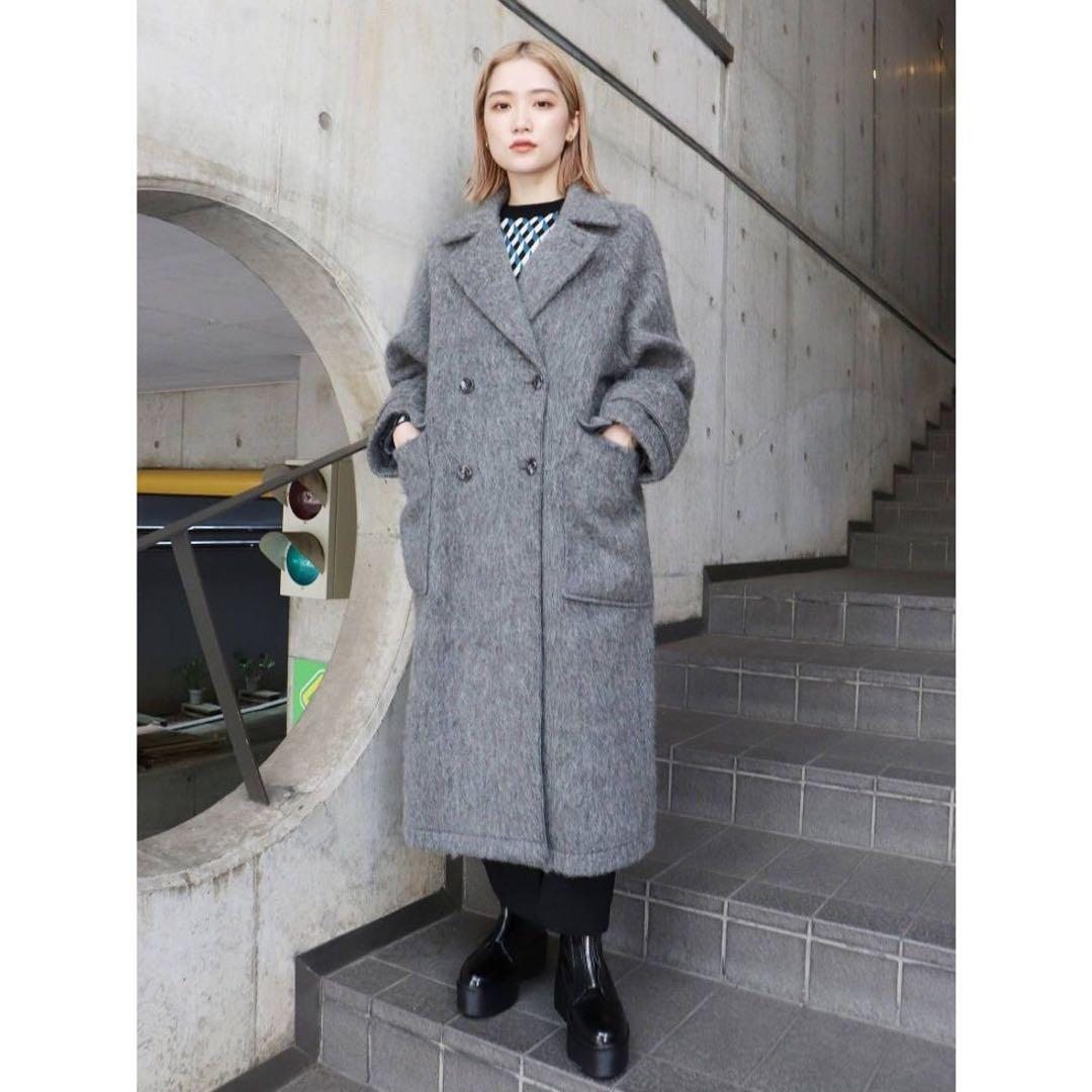 MURUA（ムルーア）シャギーオーバーコート グレー
