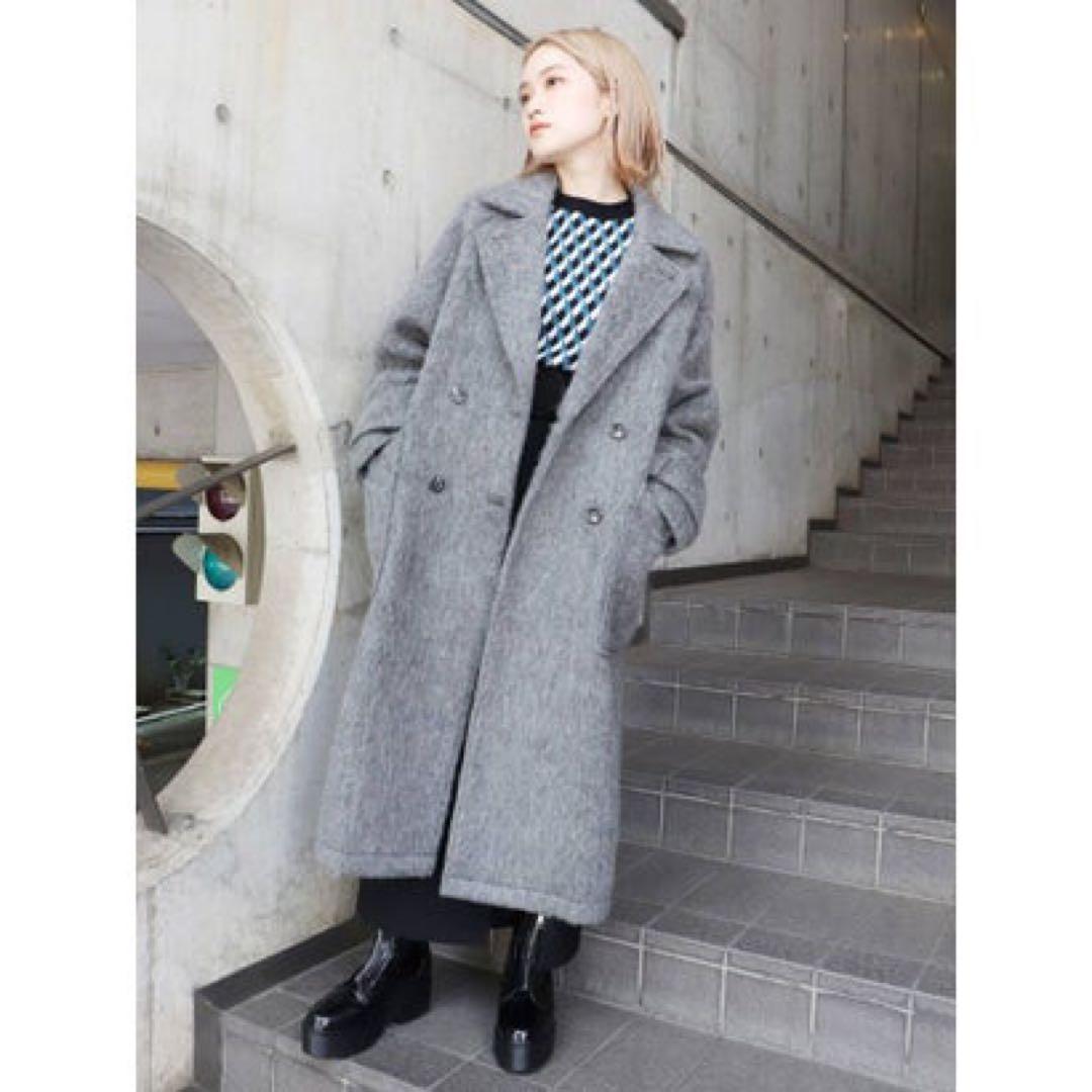 MURUA（ムルーア）シャギーオーバーコート グレー