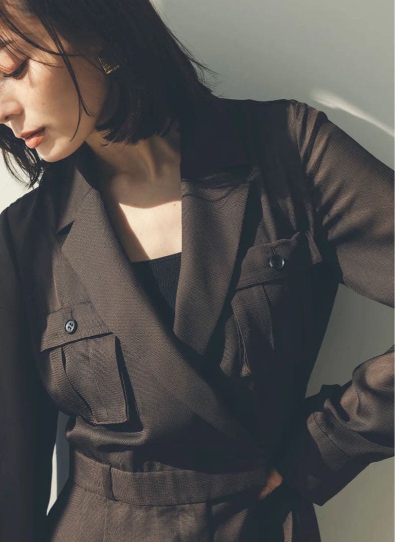 【新品未使用タグ付き】アニュアンス サファリシアーオールインワン ブラウン M