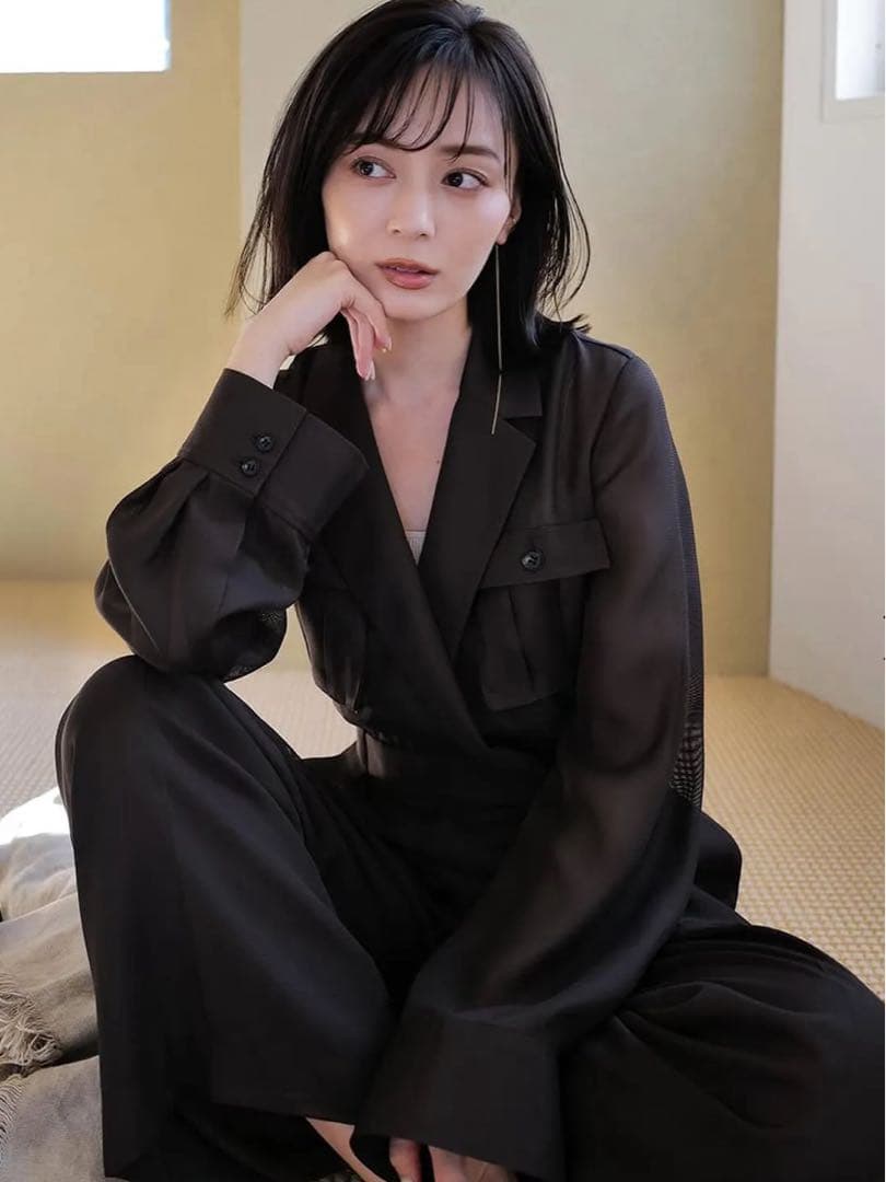 【新品未使用タグ付き】アニュアンス サファリシアーオールインワン ブラウン M