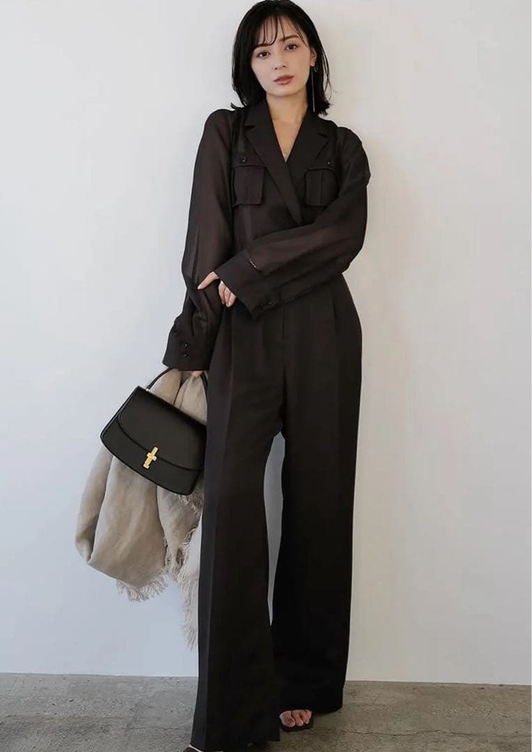 【新品未使用タグ付き】アニュアンス サファリシアーオールインワン ブラウン M