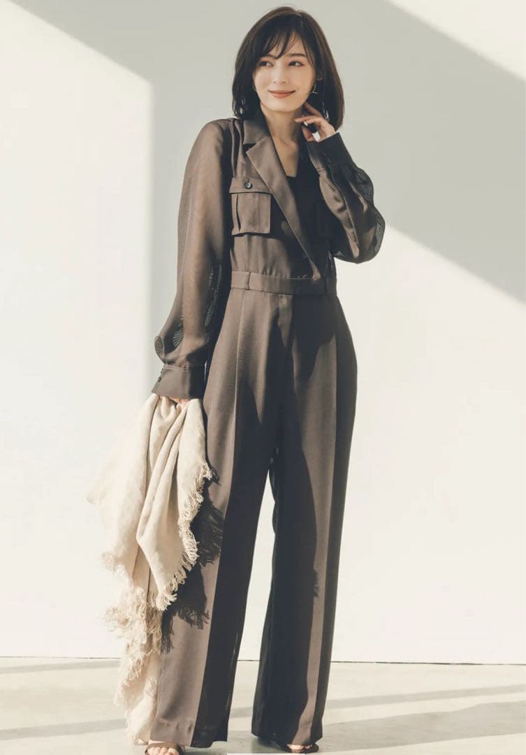 【新品未使用タグ付き】アニュアンス サファリシアーオールインワン ブラウン M