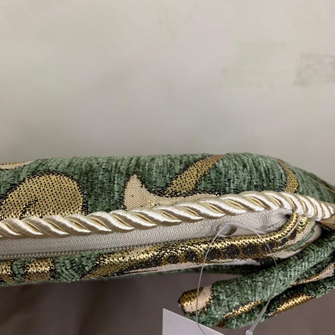 シェニールダイニングシートきクッション　グリーン　4枚セット