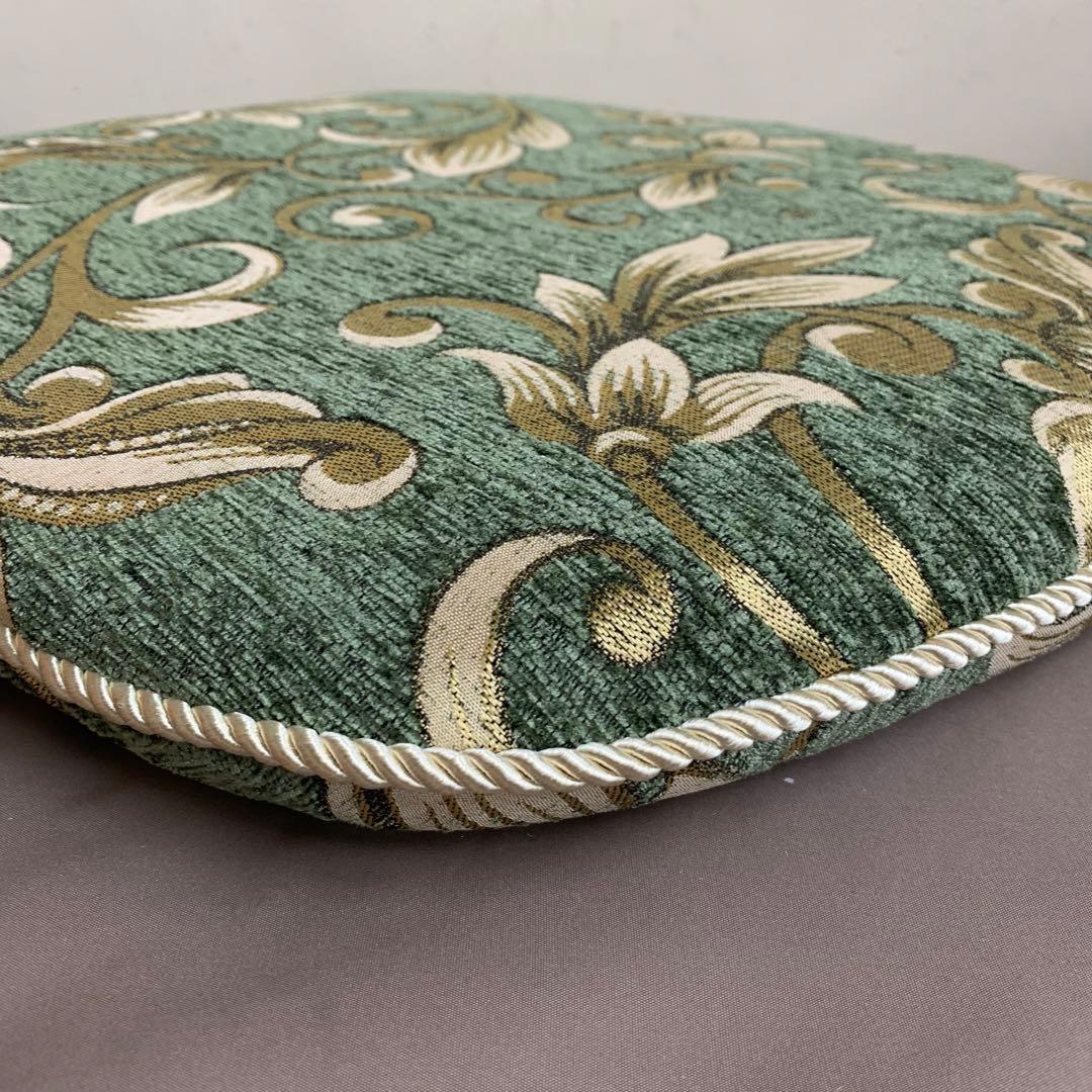 シェニールダイニングシートきクッション　グリーン　4枚セット