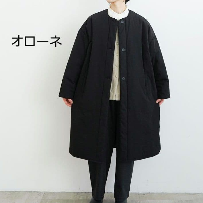 オローネ　フォーカスウォームコート　ブラック　ノーカラー　ロングコート　日本製