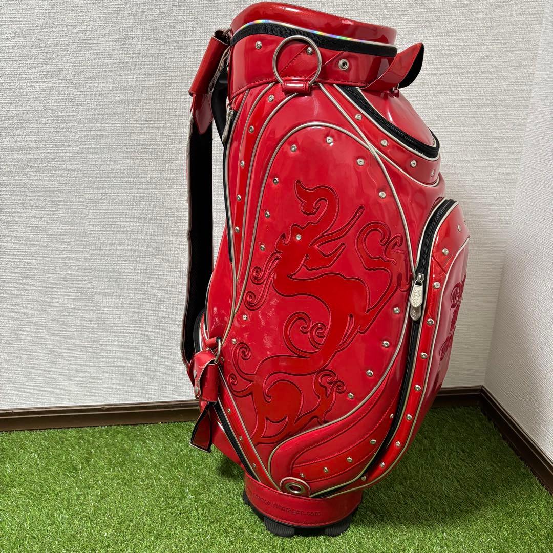 ダンスウィズドラゴン エナメル キャディバッグ 3点式　レッド　赤