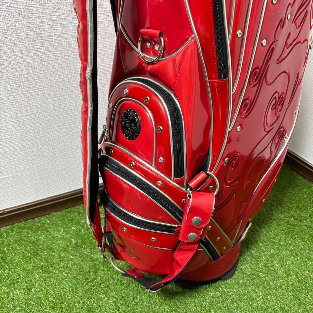 ダンスウィズドラゴン エナメル キャディバッグ 3点式　レッド　赤