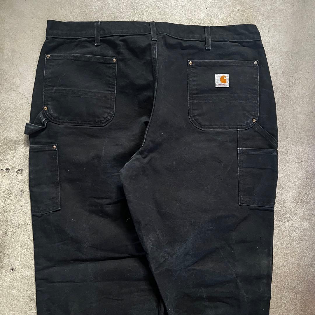 希少サイズ 90s USA製 カーハート ダブルニー B01 BLK 42x34
