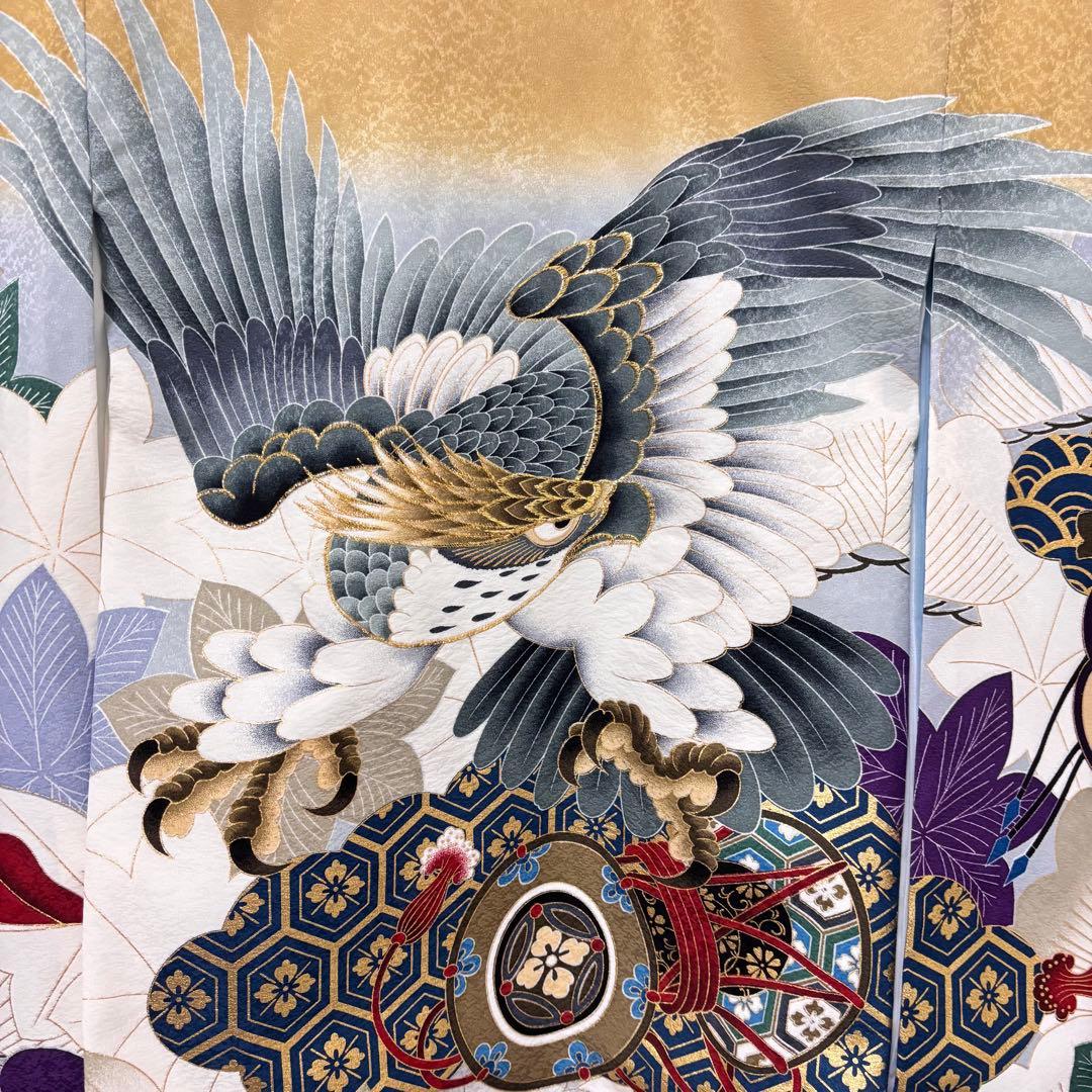 【新品】京芥子菜色（からしな）金刺繍 ぼかし染め京友禅❗️お宮参り 産着 正絹