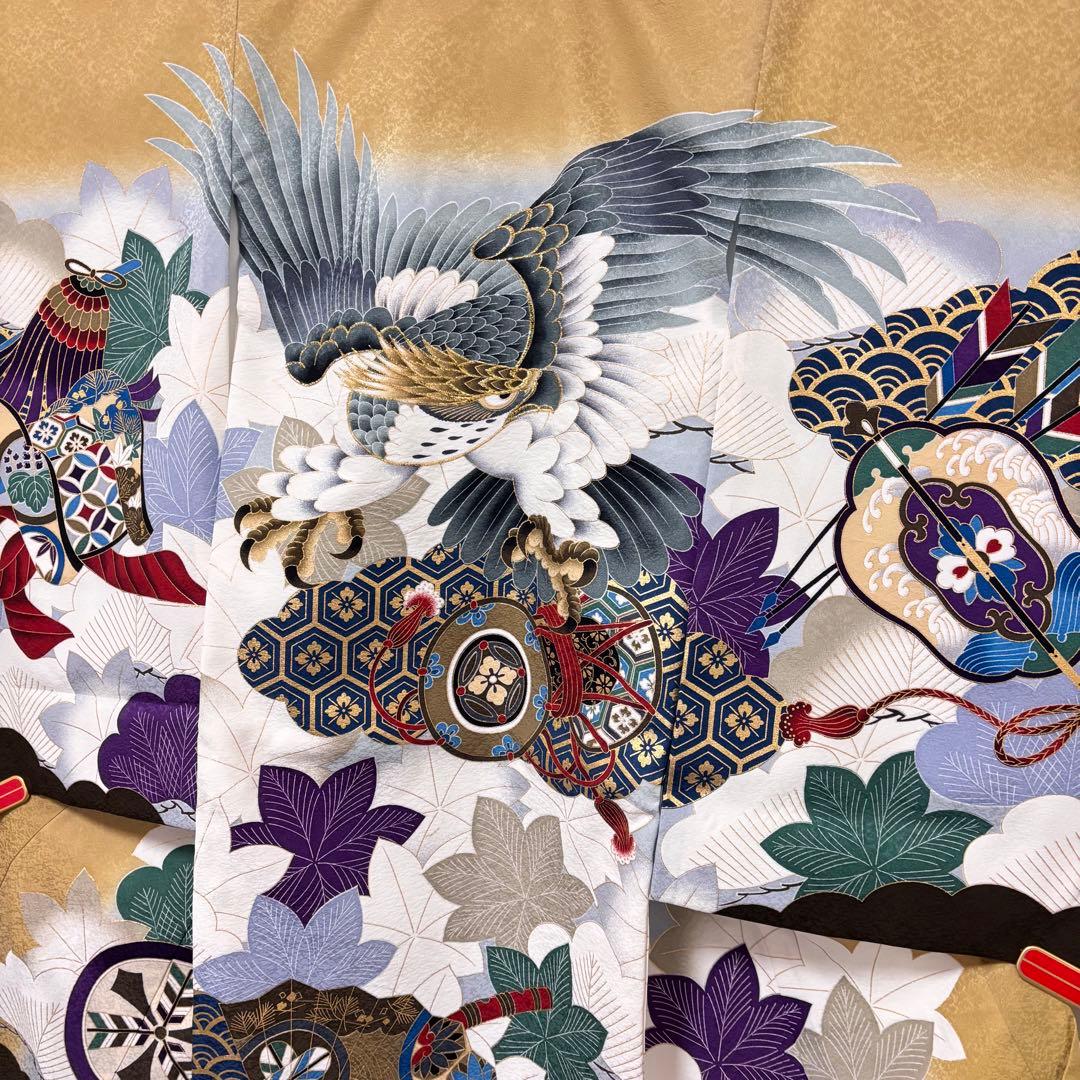 【新品】京芥子菜色（からしな）金刺繍 ぼかし染め京友禅❗️お宮参り 産着 正絹