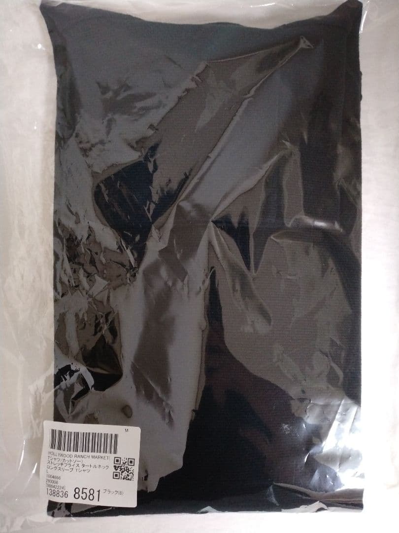 新品ハリウッドランチマーケット ストレッチフライス タートルネック ロングT黒L