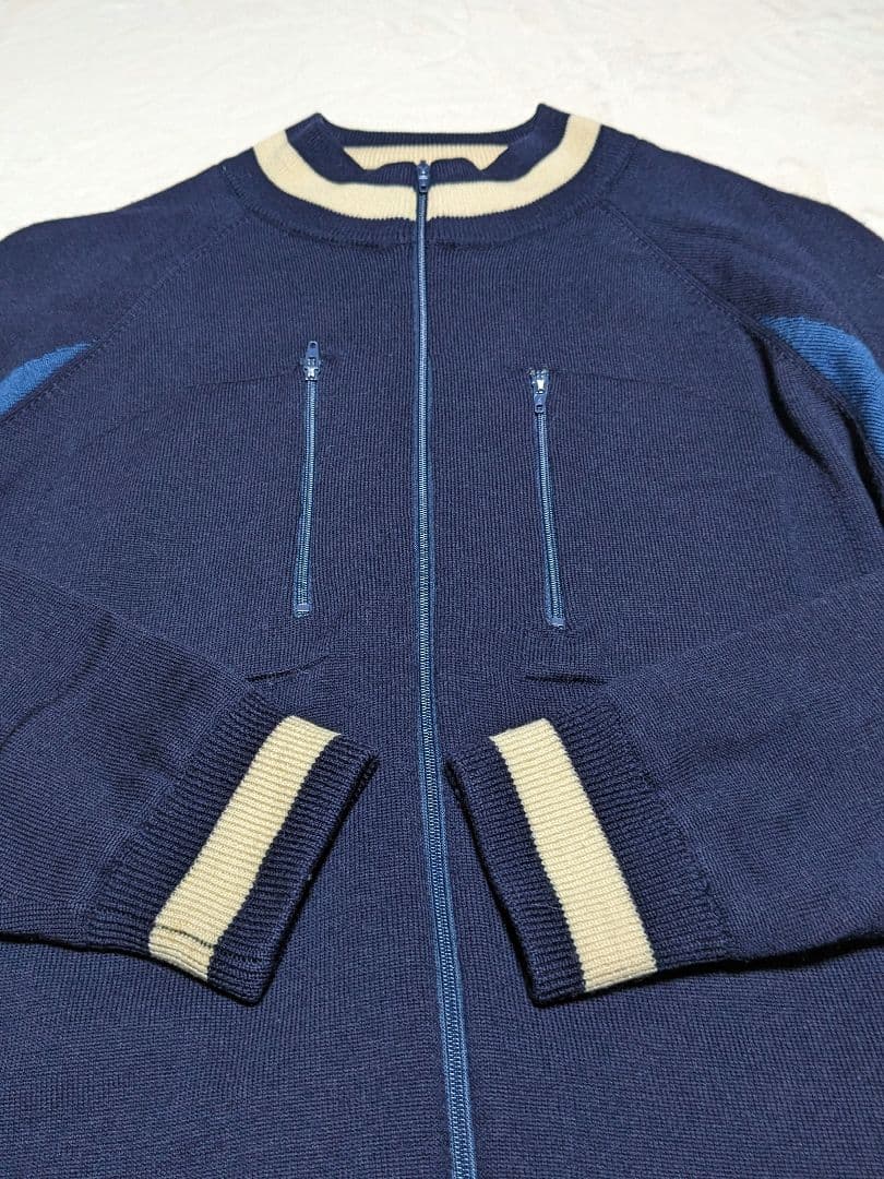 PEARLY GATES フルジップ ニット ジャケット 裏地付き 濃紺
