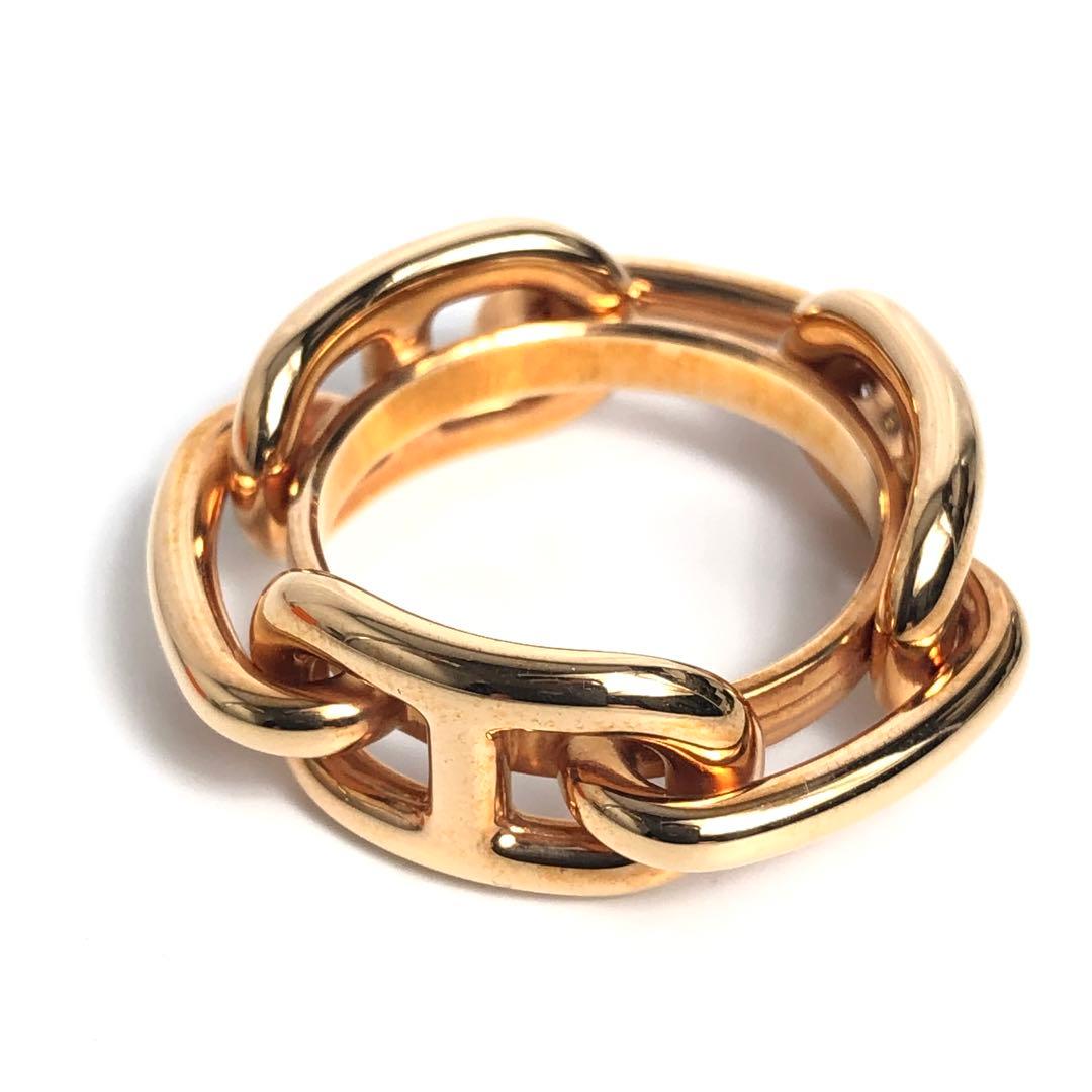 【良品】HERMES エルメス スカーフリング シェーヌダンクル ピンクゴールド