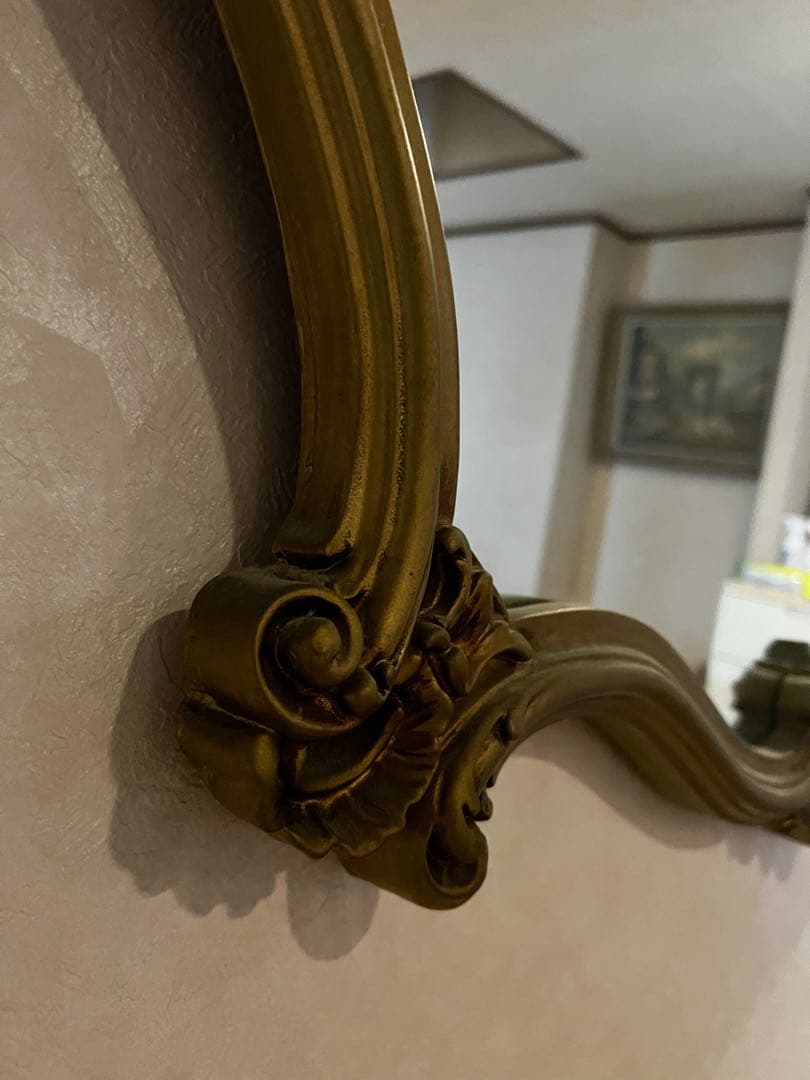 アンティーク クラシックオーバル型壁掛け鏡 ゴールド