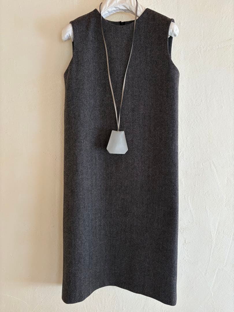 エルメスマルジェラ期ウールカシミヤグレーヘリンボーンワンピース　極美品