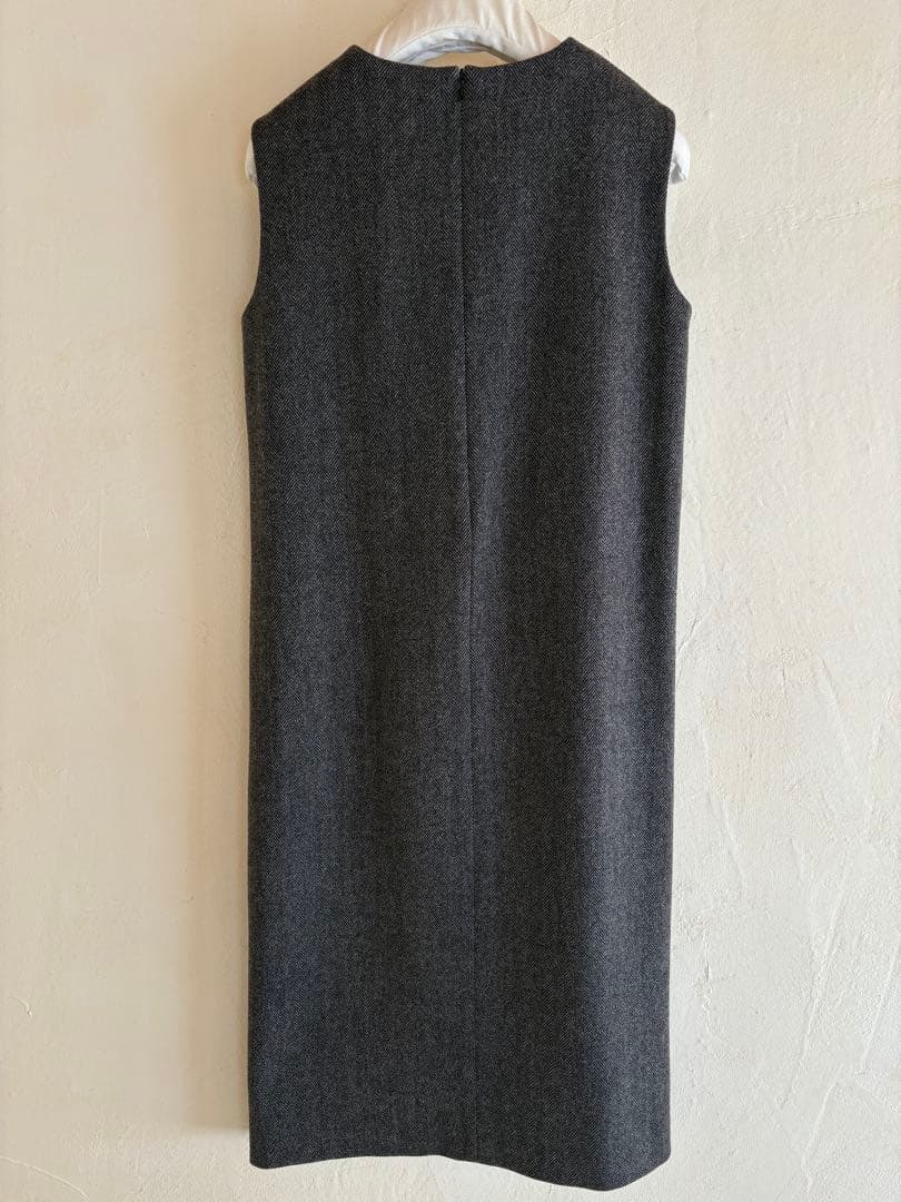 エルメスマルジェラ期ウールカシミヤグレーヘリンボーンワンピース　極美品