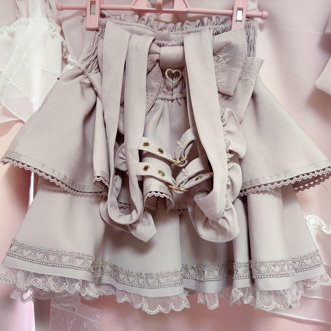 リズリサ LIZLISA サスペンダー付ティアードスカパン 量産型 地雷 ピンク