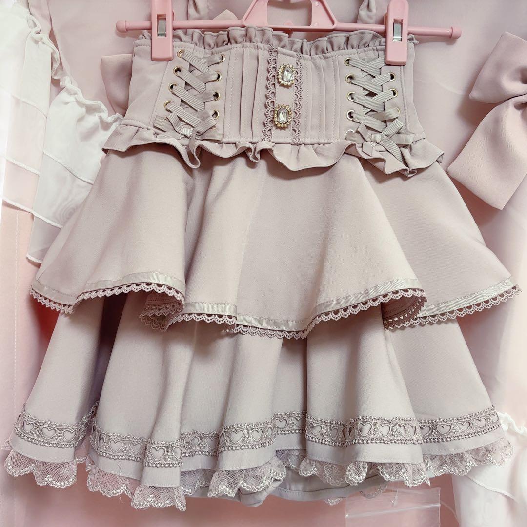 リズリサ LIZLISA サスペンダー付ティアードスカパン 量産型 地雷 ピンク