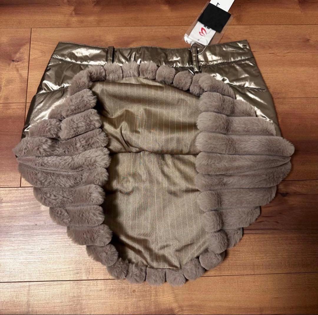 ファー付き　中綿スカート　保温　サイズ1 メタリックベージュ　新品　秋冬　真冬