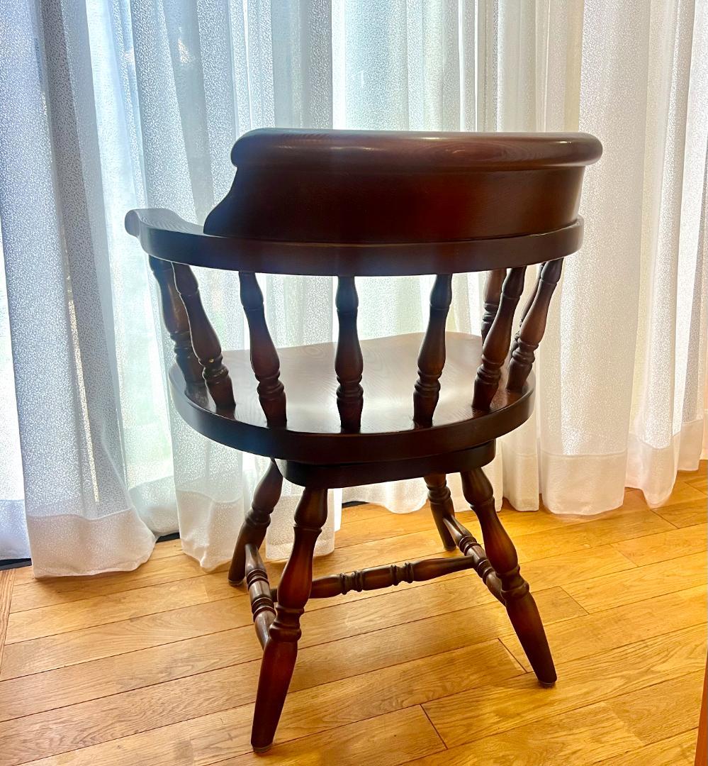 高級 オーク材 回転式アームチェア①