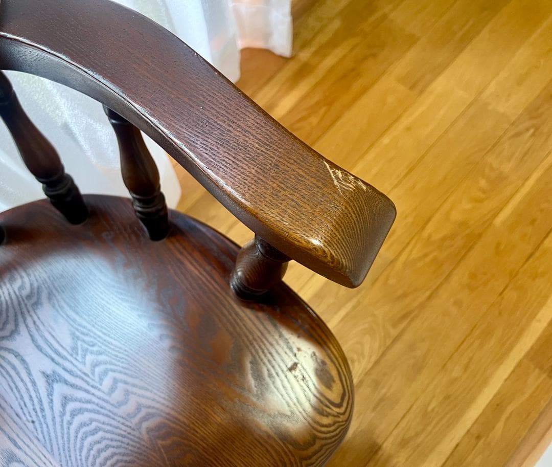 高級 オーク材 回転式アームチェア①