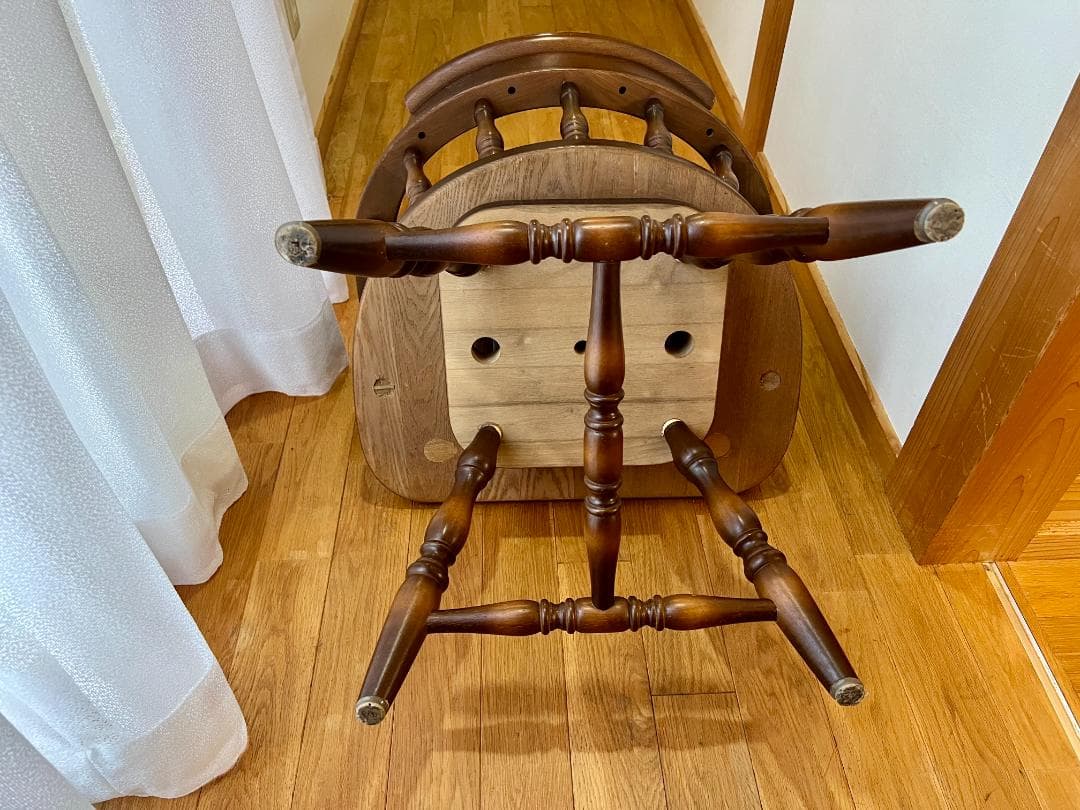 高級 オーク材 回転式アームチェア①