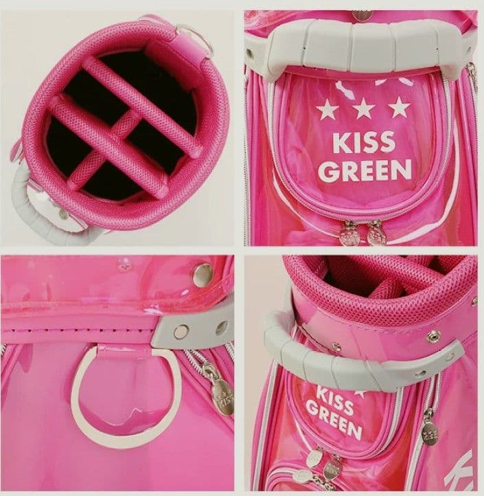 ゴルフバック　可愛い　ハートネームプレート