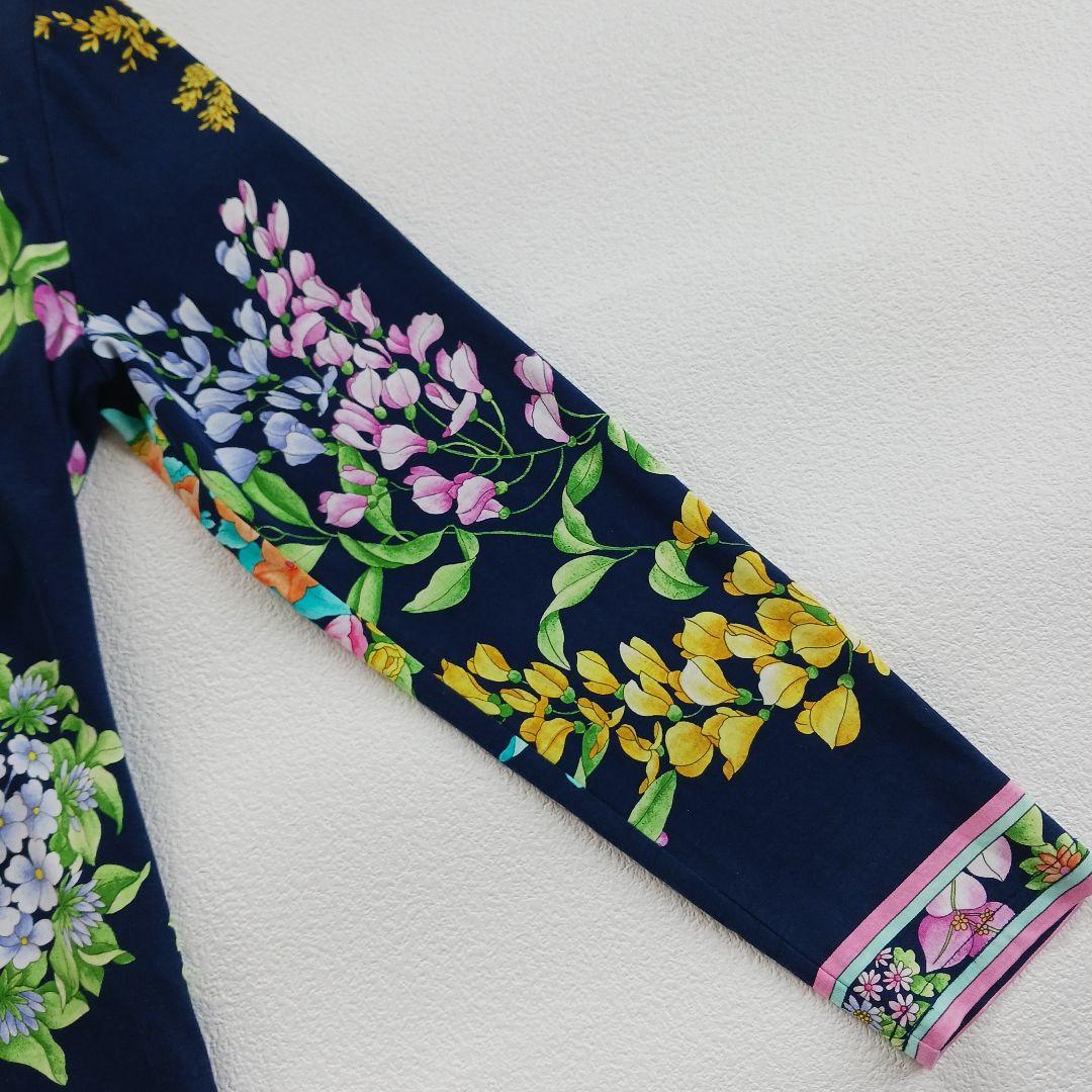 美品♬LEONARD　レオナール　花柄　総柄　カットソー　トップス　ネイビー