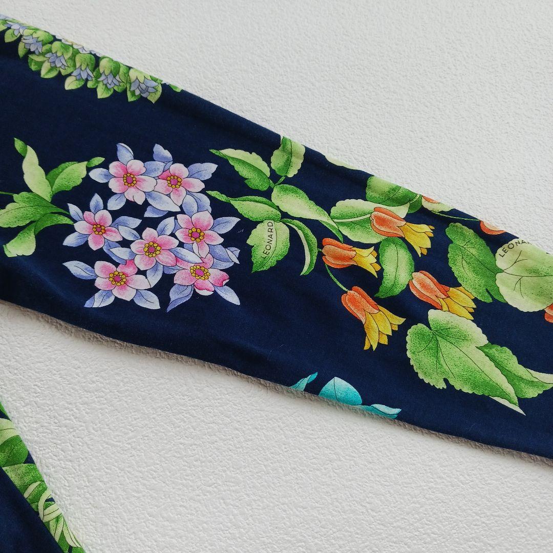 美品♬LEONARD　レオナール　花柄　総柄　カットソー　トップス　ネイビー