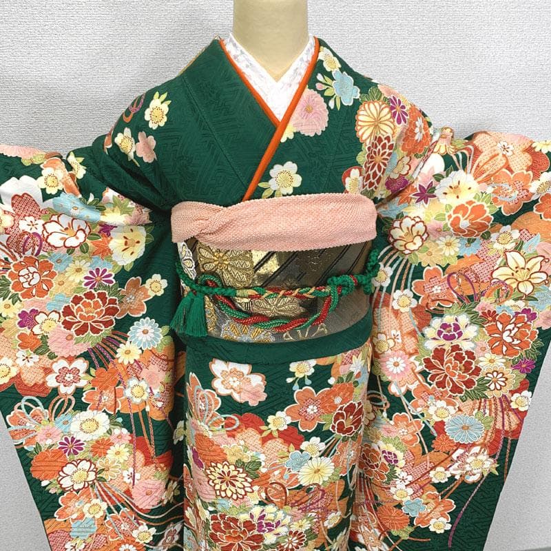 506z10, 412y11,小物類〇古典柄 振袖 金彩 身幅広め 嘘つき袖付