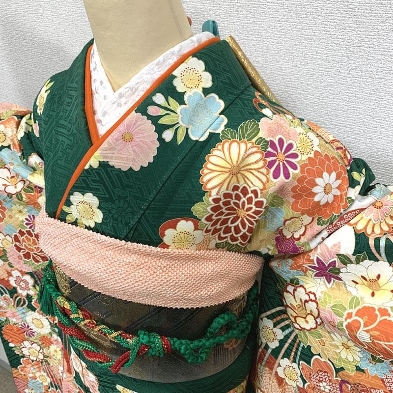 506z10, 412y11,小物類〇古典柄 振袖 金彩 身幅広め 嘘つき袖付