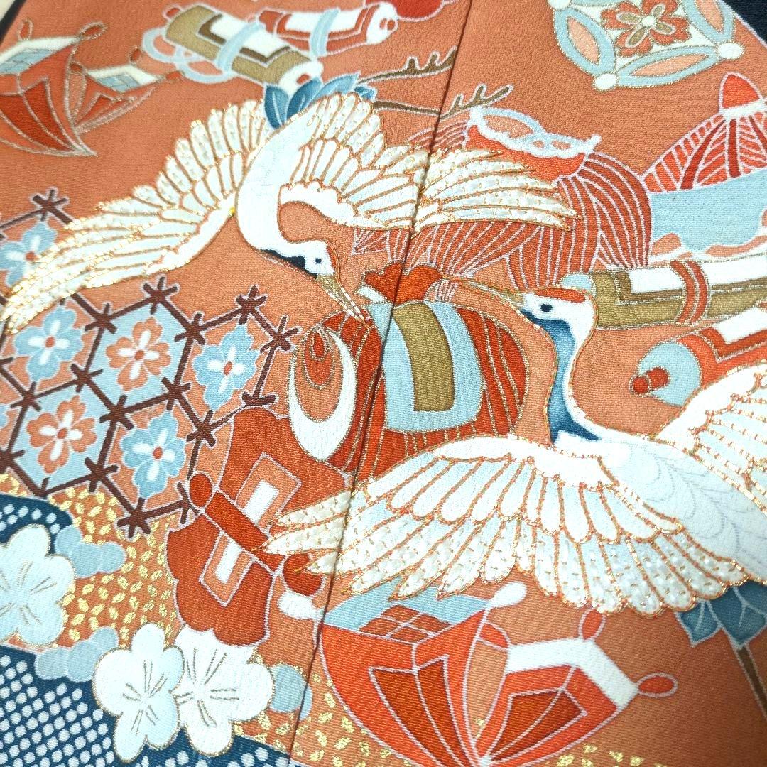 舞鶴刺繍 小槌と道具 留袖リメイクフレアドレス