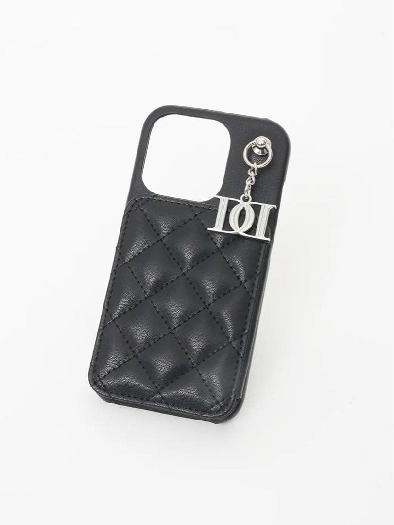 新品 キルティングミラーDDチャームiPhoneケース 17pro ブラック