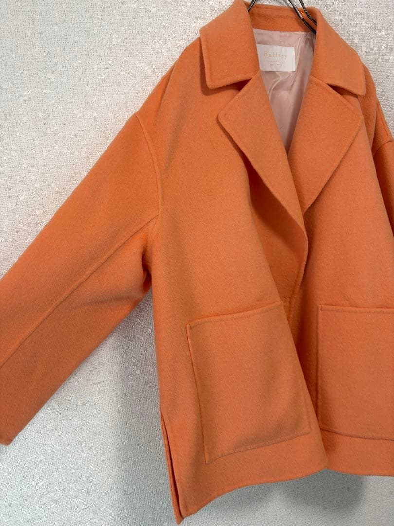 美品　BALLSEY プレミアムウールリバー オープンカラーショートコート36