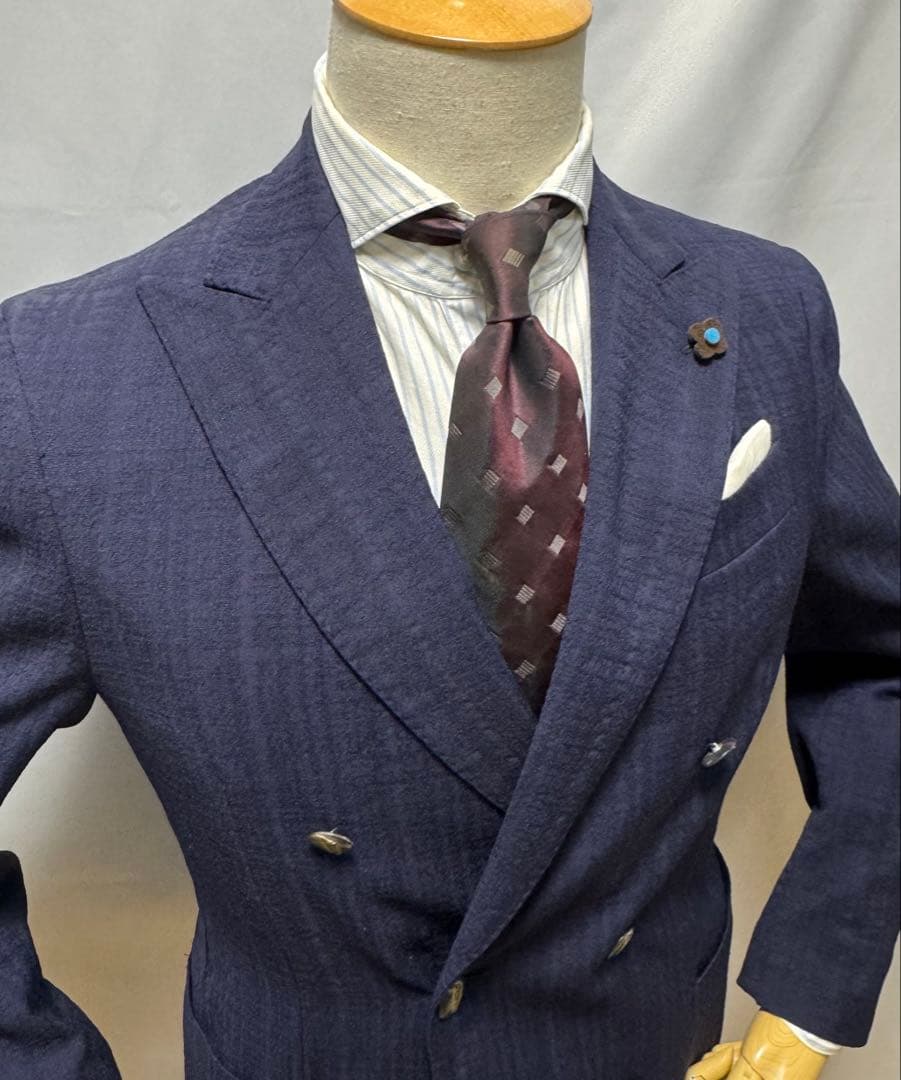 ◆ 正規品【46】LARDINI◆美品！秋冬物『６Ｂダブル・ジャケット』紺◆