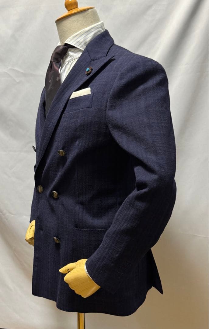◆ 正規品【46】LARDINI◆美品！秋冬物『６Ｂダブル・ジャケット』紺◆