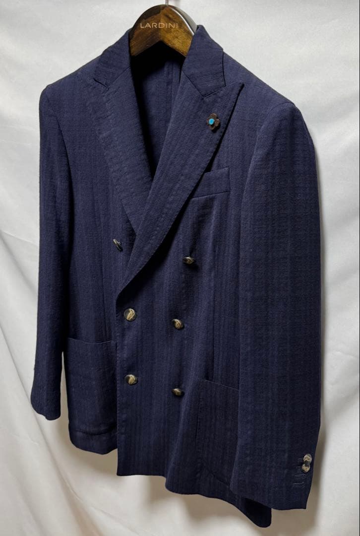 ◆ 正規品【46】LARDINI◆美品！秋冬物『６Ｂダブル・ジャケット』紺◆