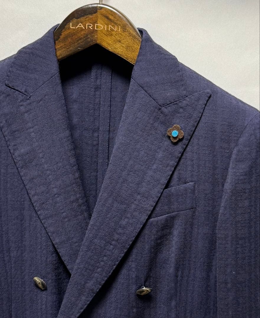 ◆ 正規品【46】LARDINI◆美品！秋冬物『６Ｂダブル・ジャケット』紺◆